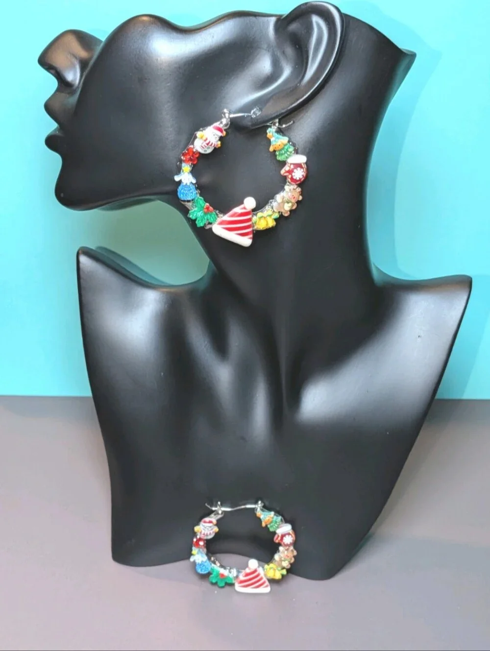 Hand Crafted Festive Red & Multicolor Holiday Hoop Earrings For Women And Girls